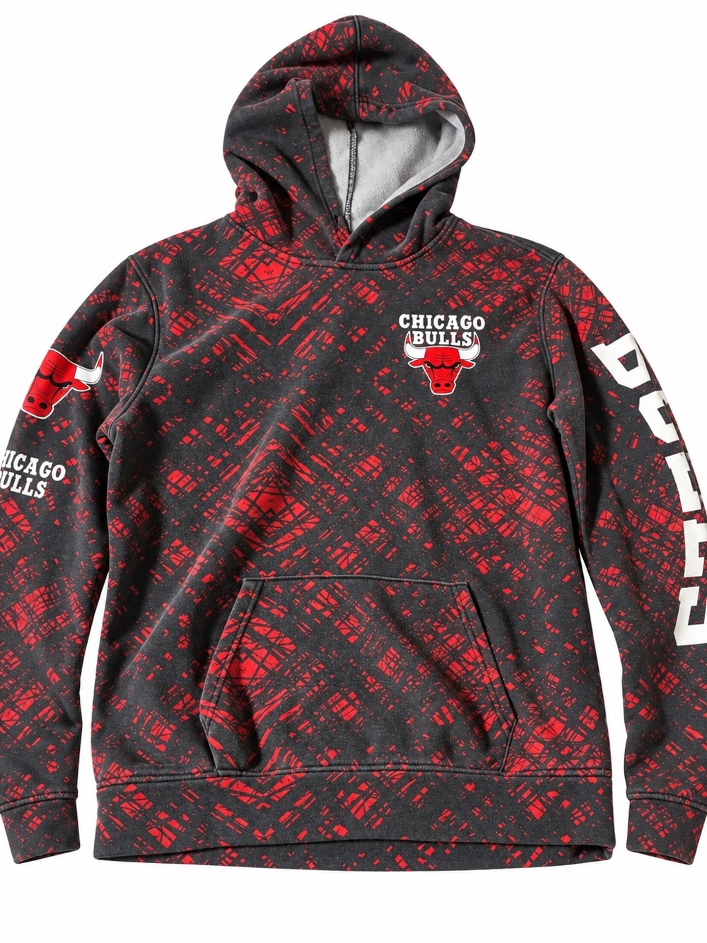 NBA Chicago Bulls Black & Red Pullover Hoodie